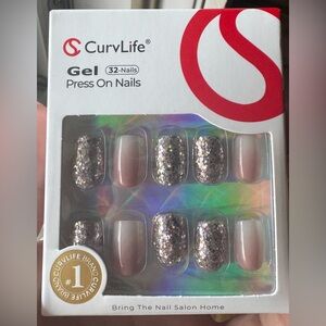 NEW! Curvlife Gel Glitter Square Press-On Nails
